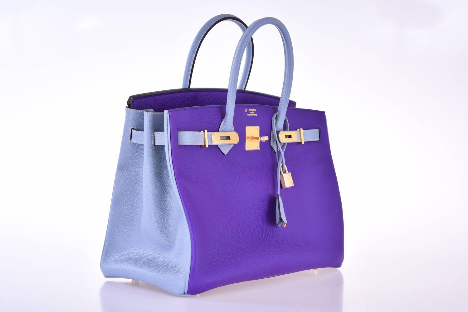 Hermes Birkin Bag Special Order Epsom HSS Crocus and Blue Lin GHW ...