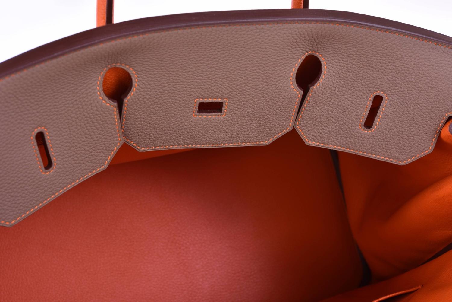 Hermes Birkin Bag Etoupe 40cm Special Order with Orange Gold ...  