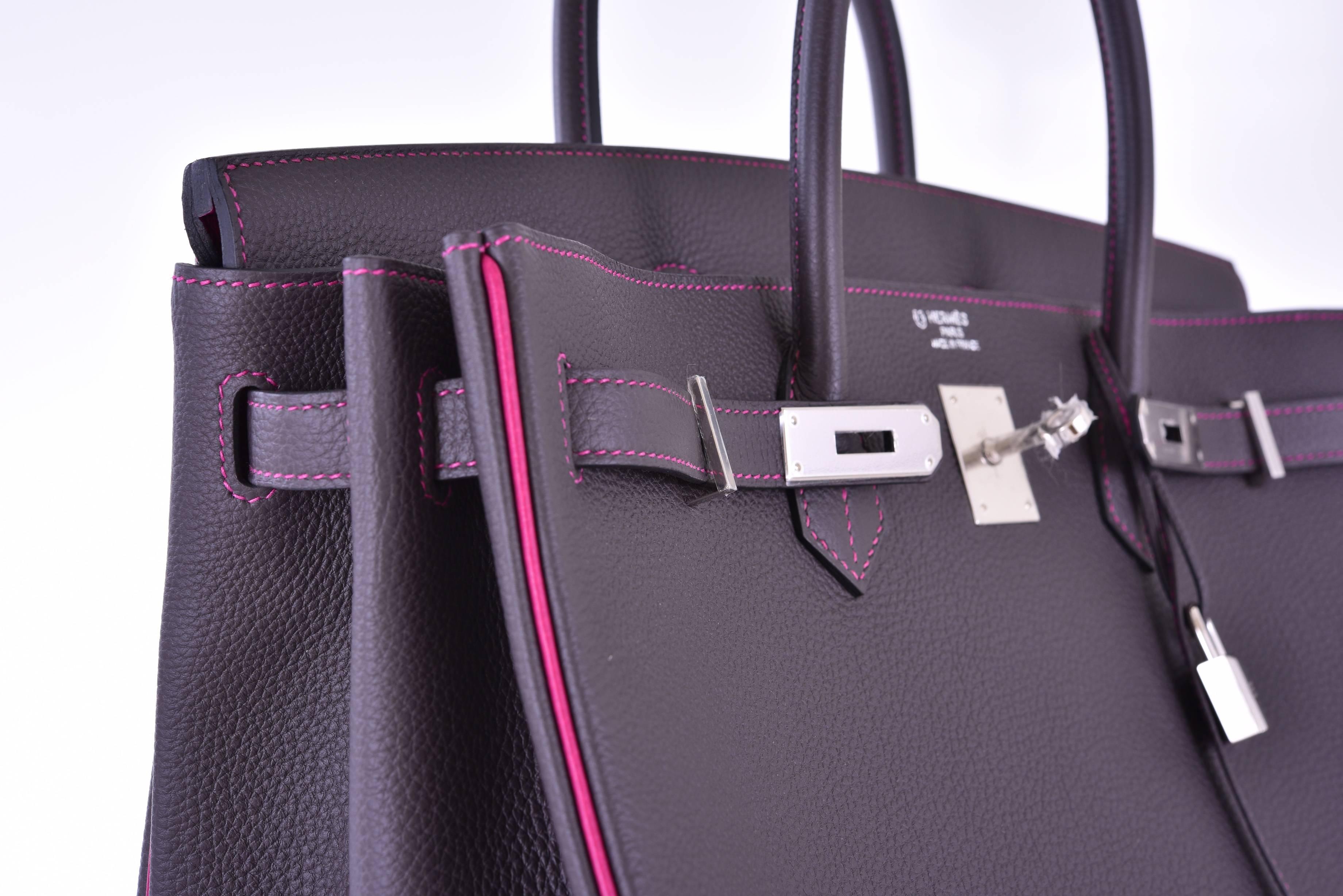 Gray Hermes Birkin Bag HSS Special Order 40CM Graphite & Tosca Combination JaneFinds