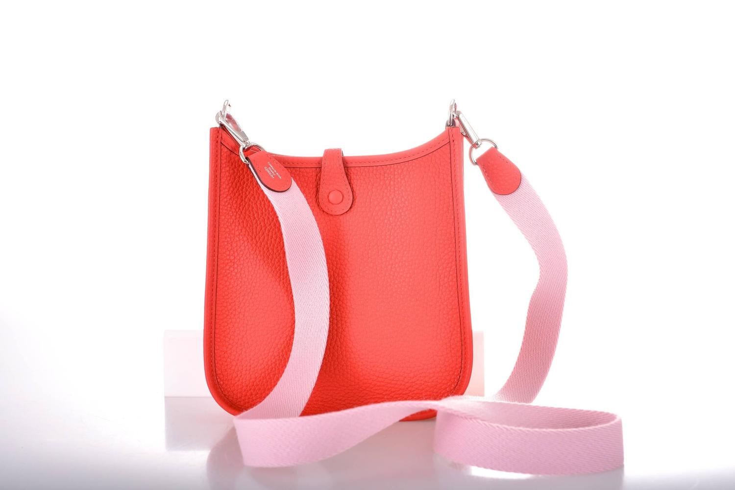 Hermes Evelyne TPM Mini Rouge Pivoine W Rose Sakura Cross Body ...  