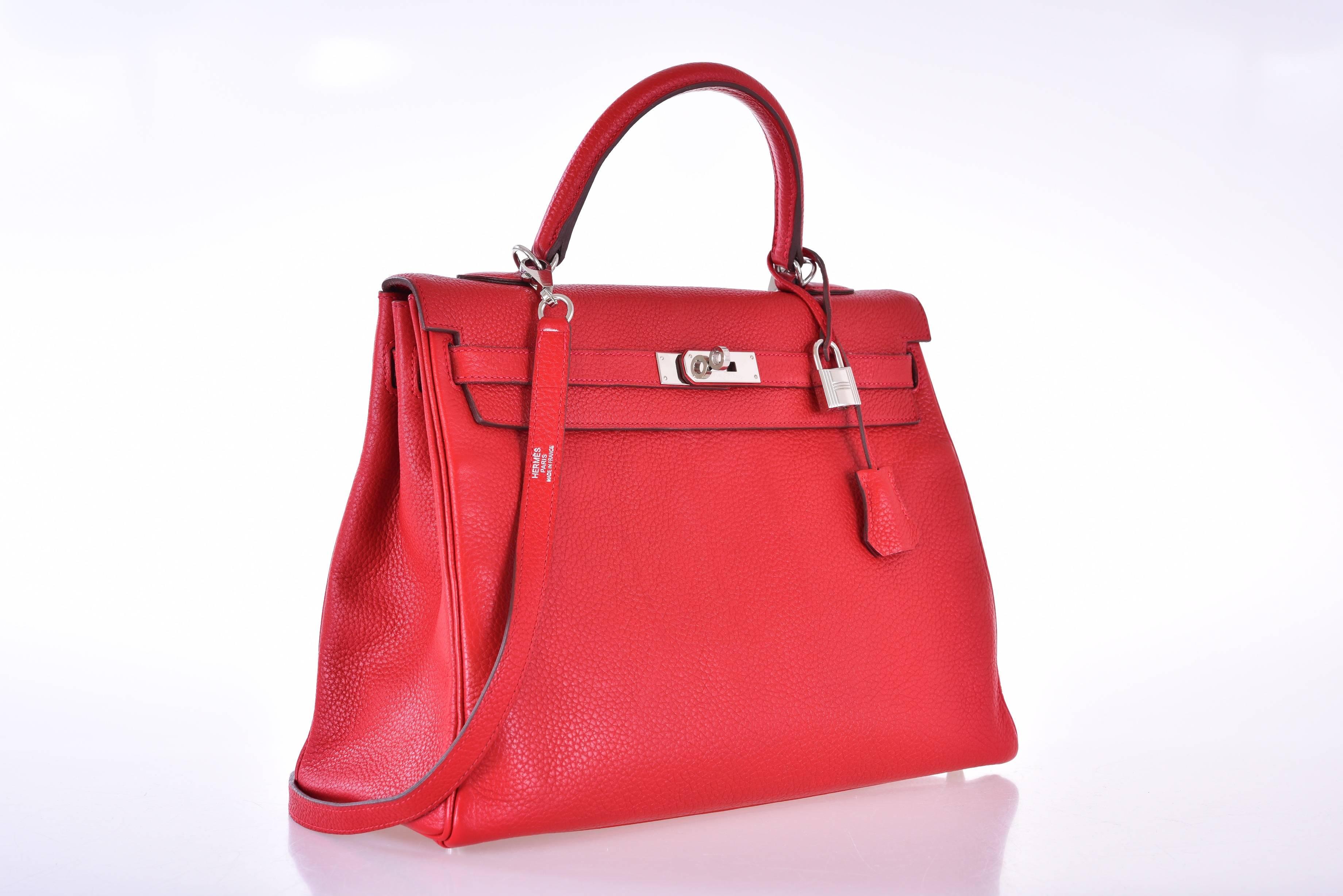 Hermes Kelly 35cm Rouge Casaque Togo Leather pre-loved JaneFinds In Excellent Condition In NYC Tri-State/Miami, NY