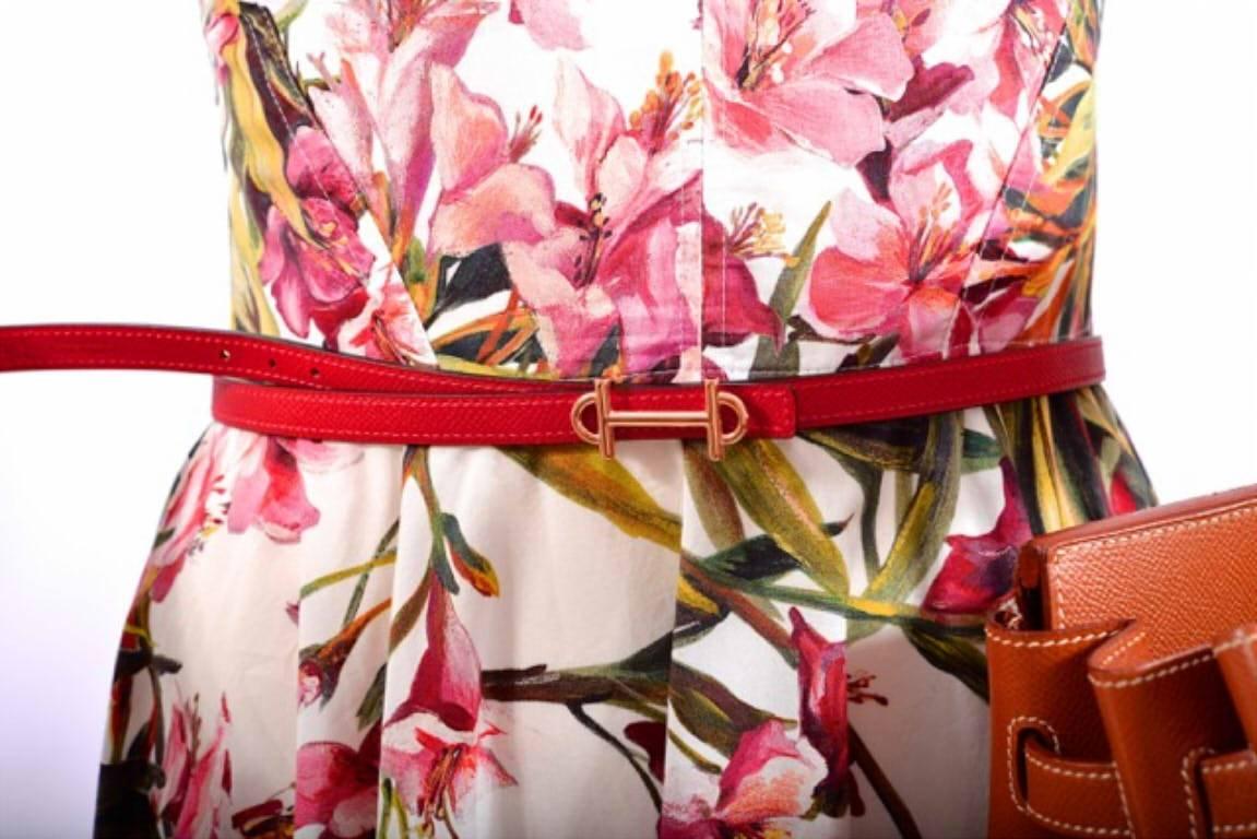 Hermes Belt 80cm Rouge H & Rouge Vif pink gold Collectors JaneFinds For Sale 1