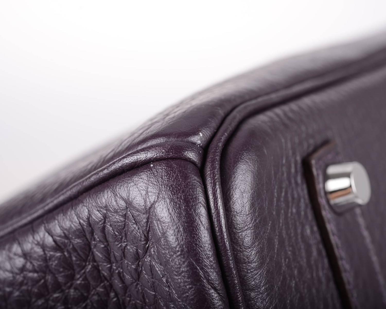 faux ostrich leather handbags - Hermes 35cm Birkin Bag Raisin Togo palladium hardware JaneFinds ...