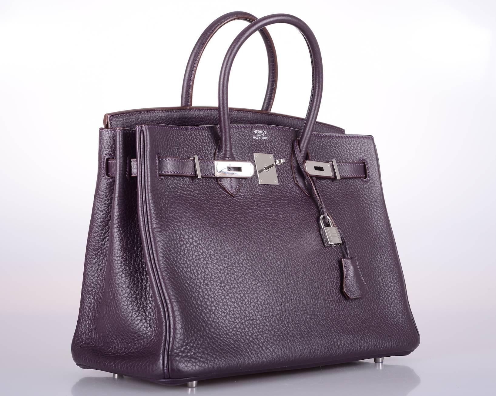 Hermes 35cm Birkin Bag Raisin Togo palladium hardware JaneFinds 1