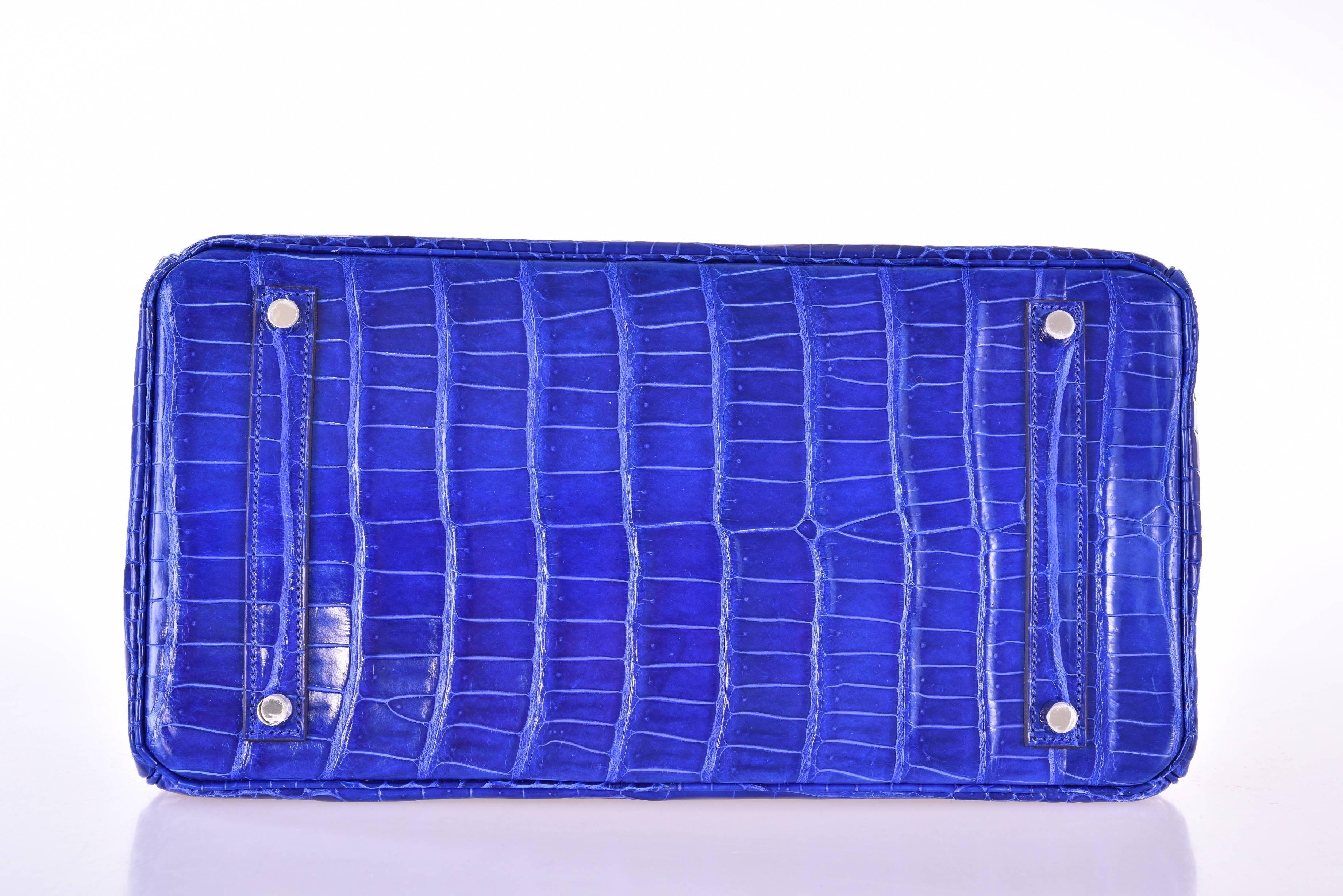 Hermes 35cm Birkin Tasche Blau Electric Palladium Hardware Jane Finds (Violett)
