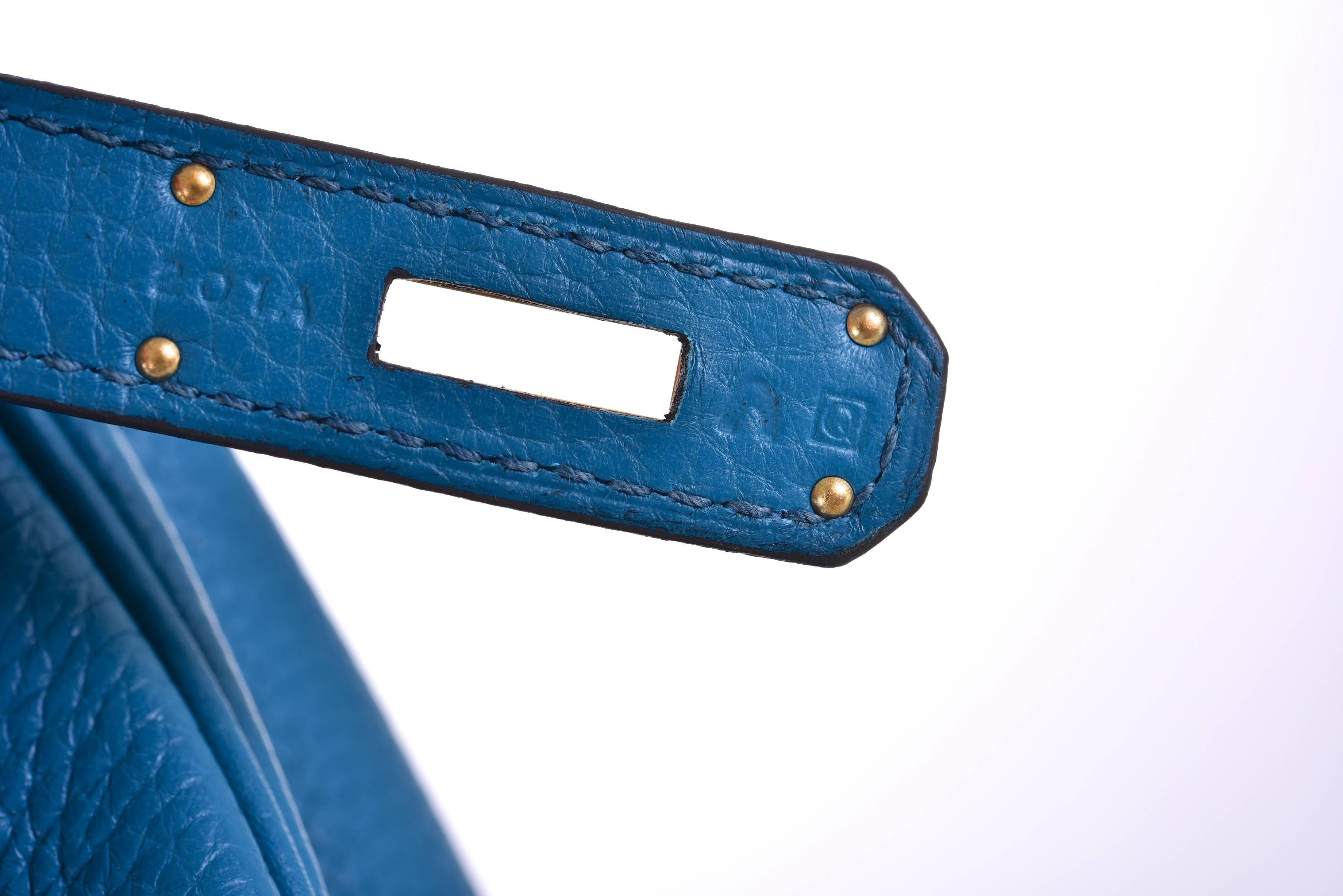 Hermes 35cm Birkin Bag Blue Izmir Togo Gold hardware JaneFinds at 1stDibs