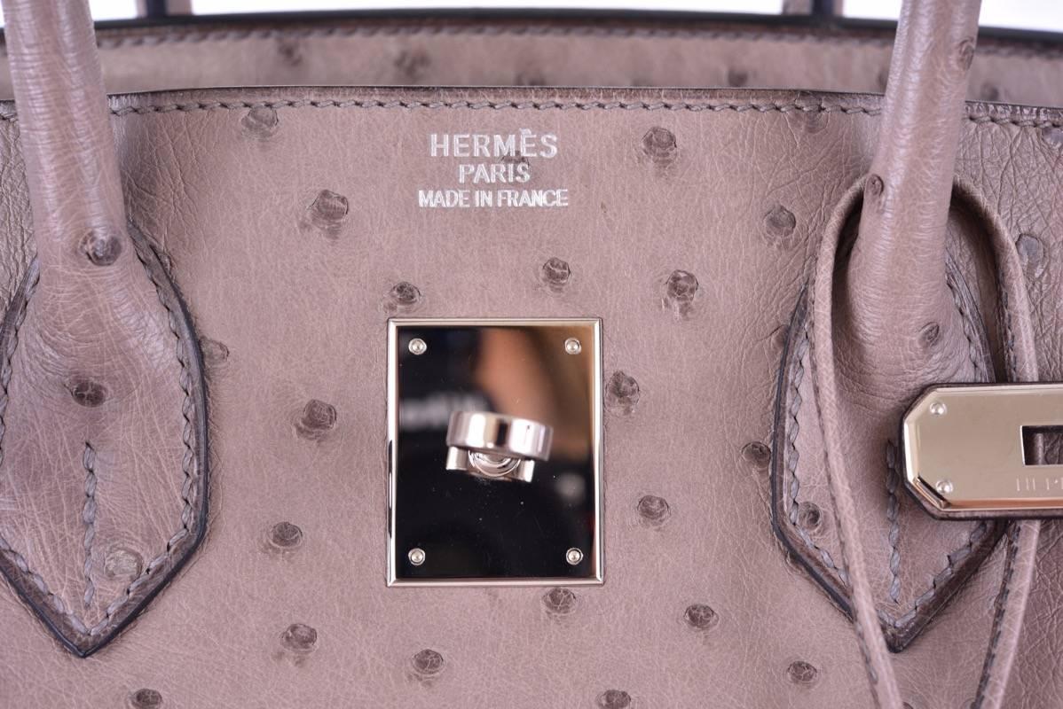 Hermes 35cm Ostrich Birkin Bag Gris Tourterelle Dove Gray JaneFinds 1