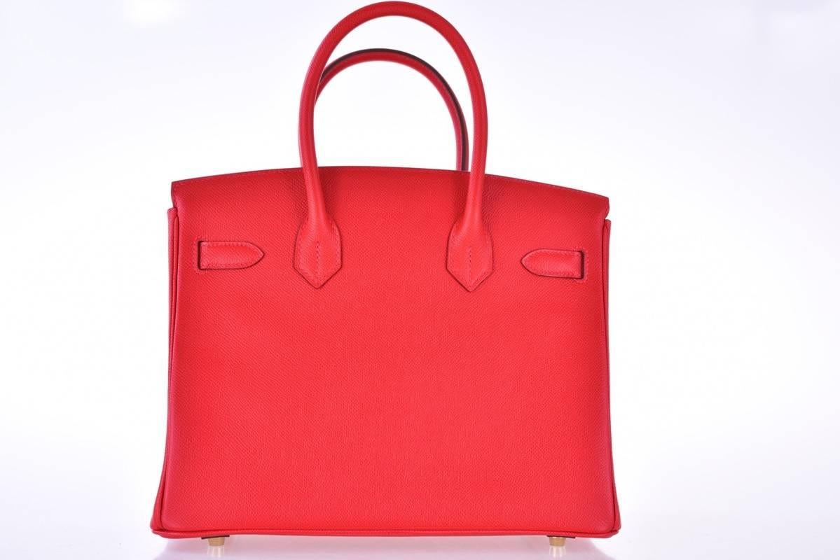 Women's or Men's Hermes Birkin Bag 30cm Rouge Casaque with Gold Hardware Epsom JaneFinds For Sale