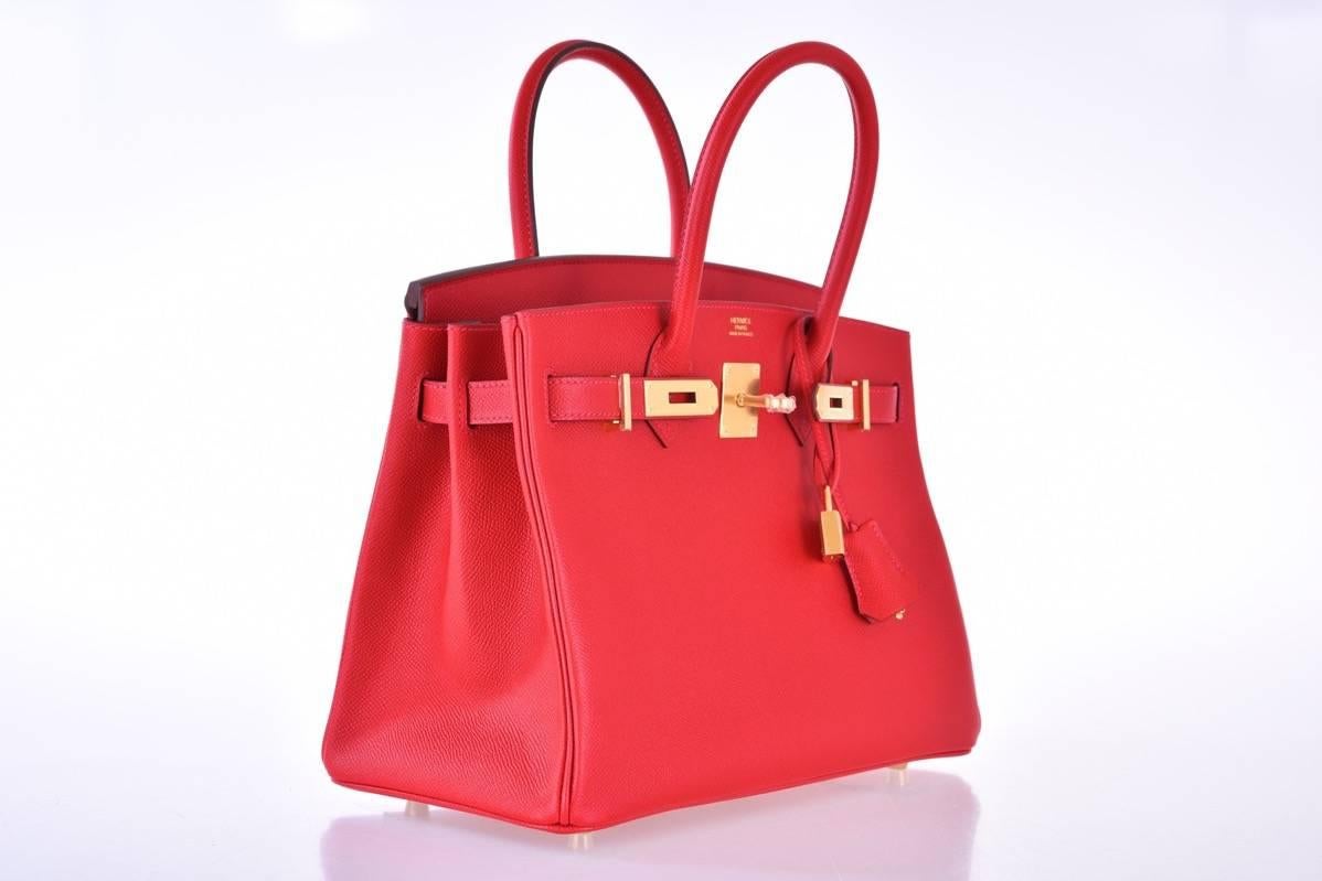 Hermes Birkin Bag 30cm Rouge Casaque with Gold Hardware Epsom JaneFinds For Sale 1