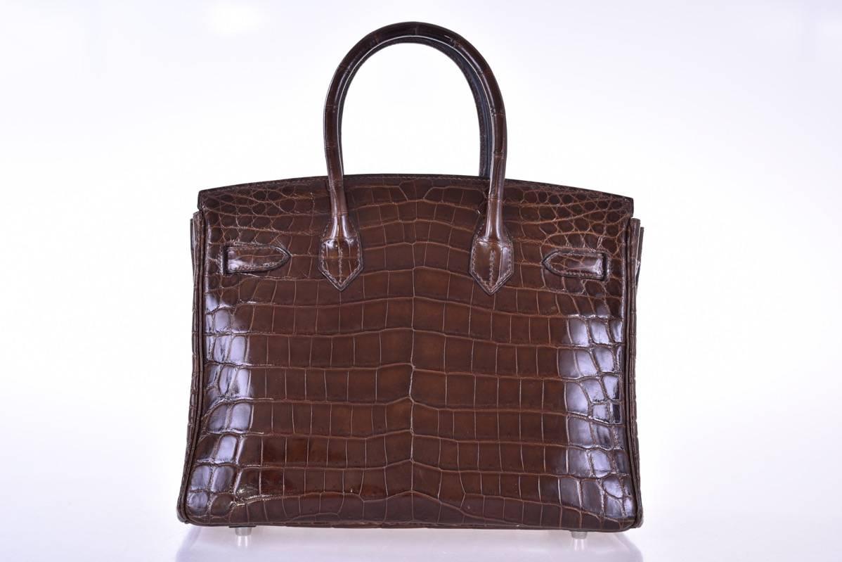 Black Hermes Birkin Bag 30cm Havanne Nilo Crocodile Palladium Hardware JaneFinds
