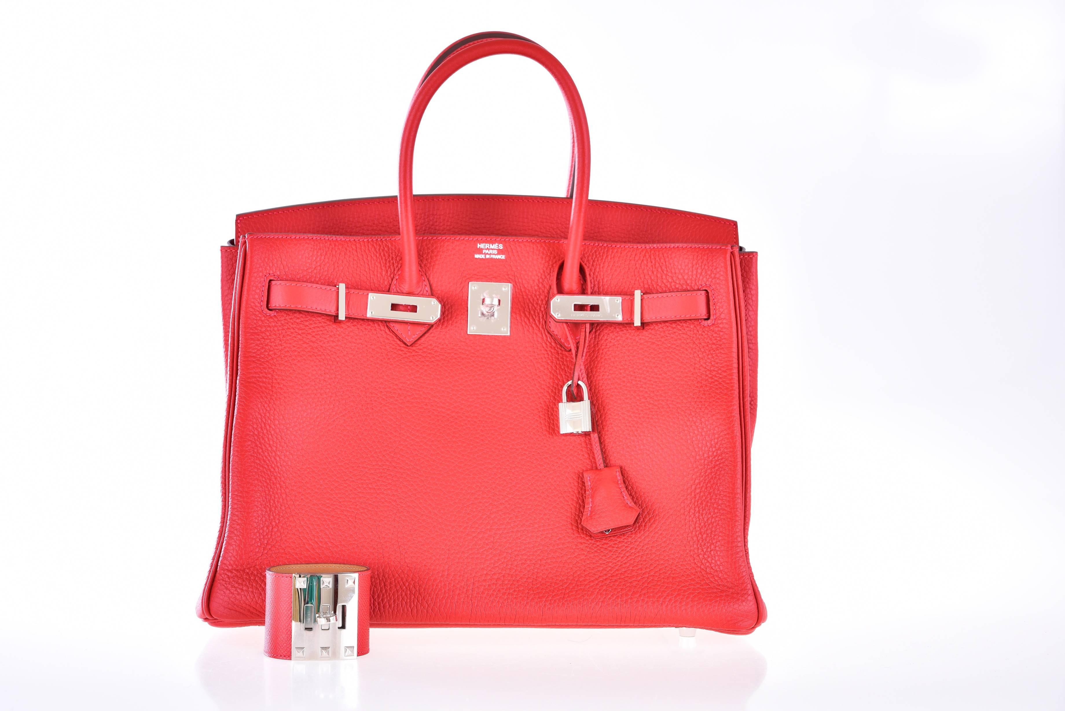 Hermes Birkin Bag 35cm Red Rouge Casaque Palladium hardware JaneFinds For Sale 2