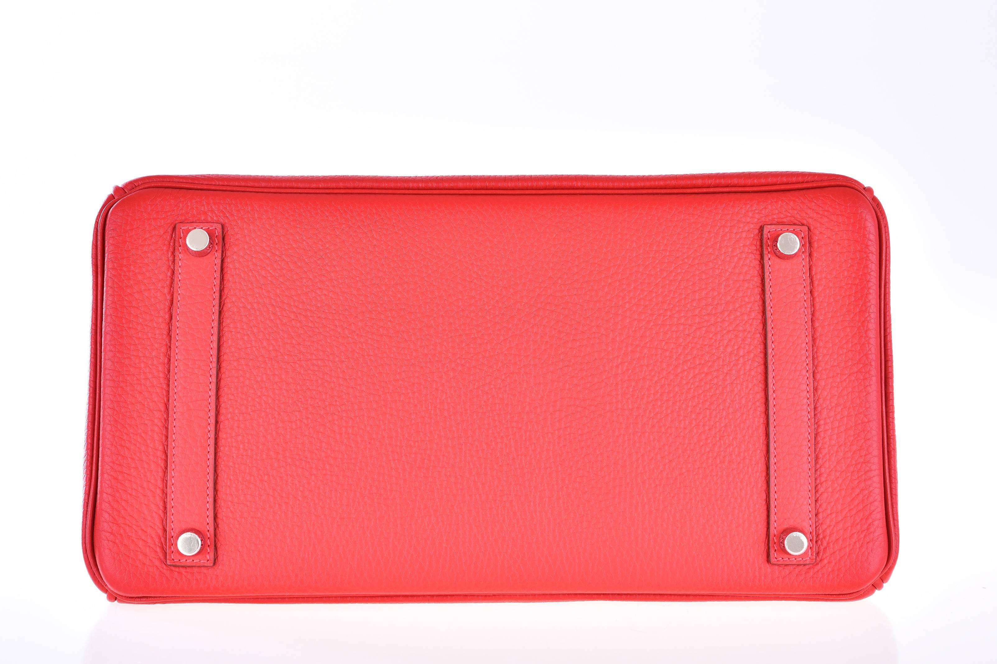 Women's or Men's Hermes Birkin Bag 35cm Red Rouge Casaque Palladium hardware JaneFinds For Sale