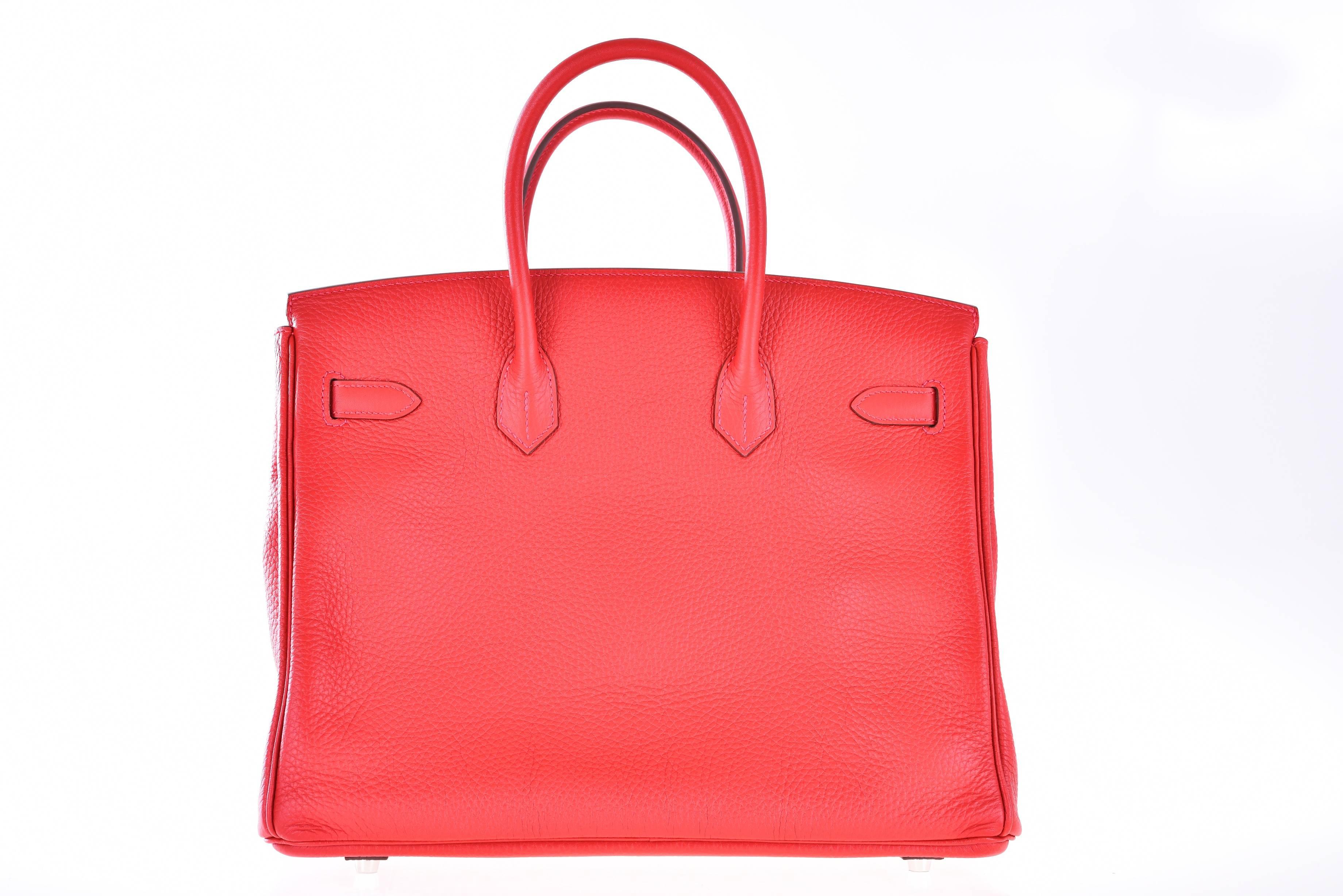 Hermes Birkin Bag 35cm Red Rouge Casaque Palladium hardware JaneFinds For Sale 3