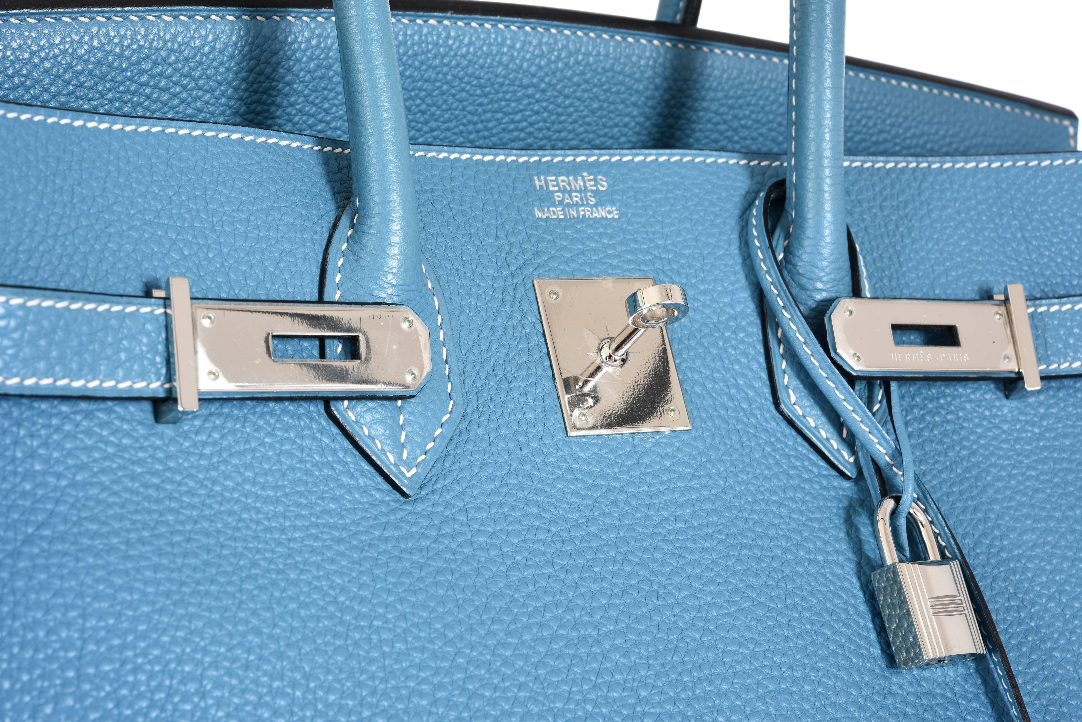 Hermes Birkin Bag 35cm Blue Jean Palladium hardware JaneFinds For Sale 2