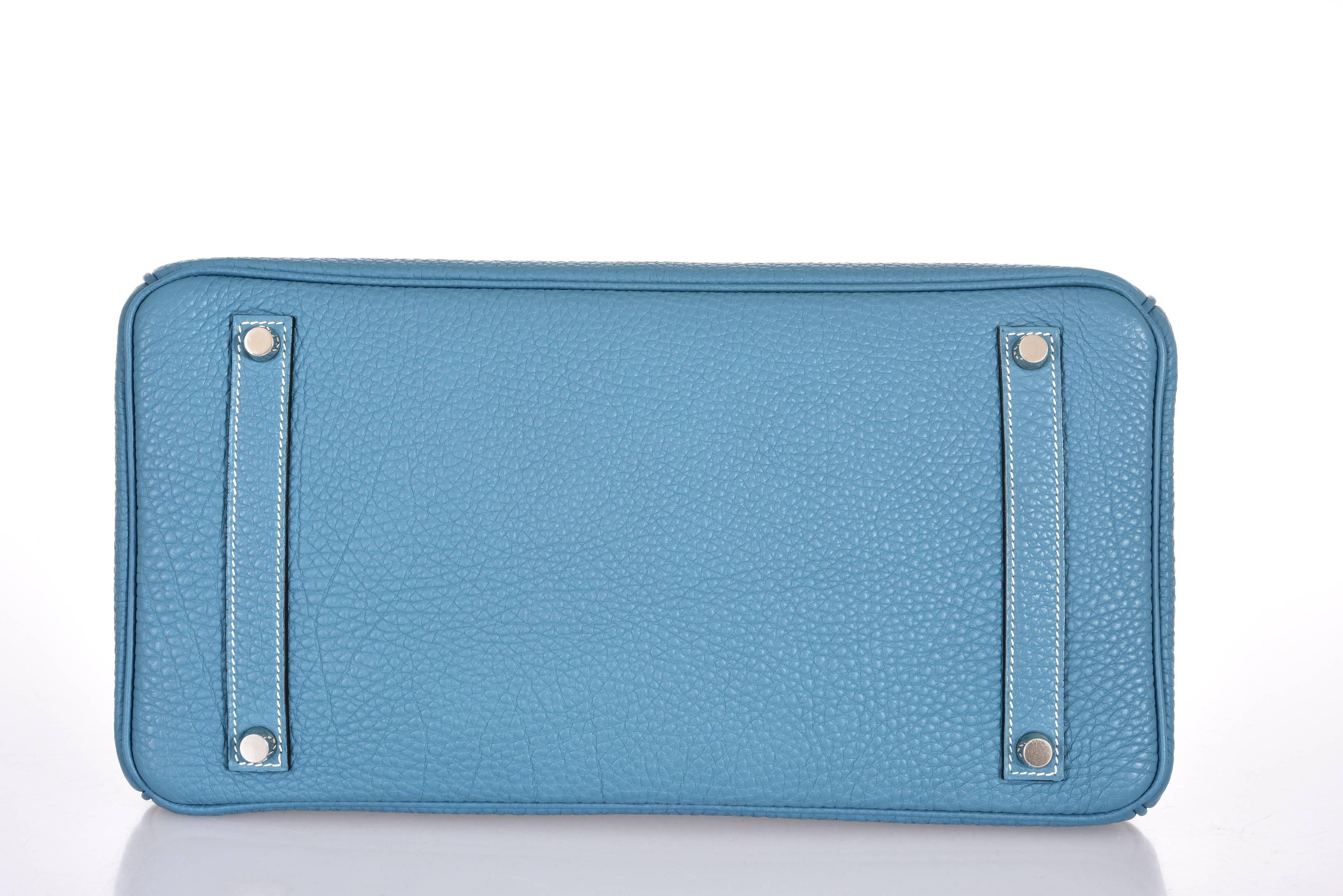 Hermes Birkin Bag 35cm Blue Jean Palladium hardware JaneFinds For Sale 3
