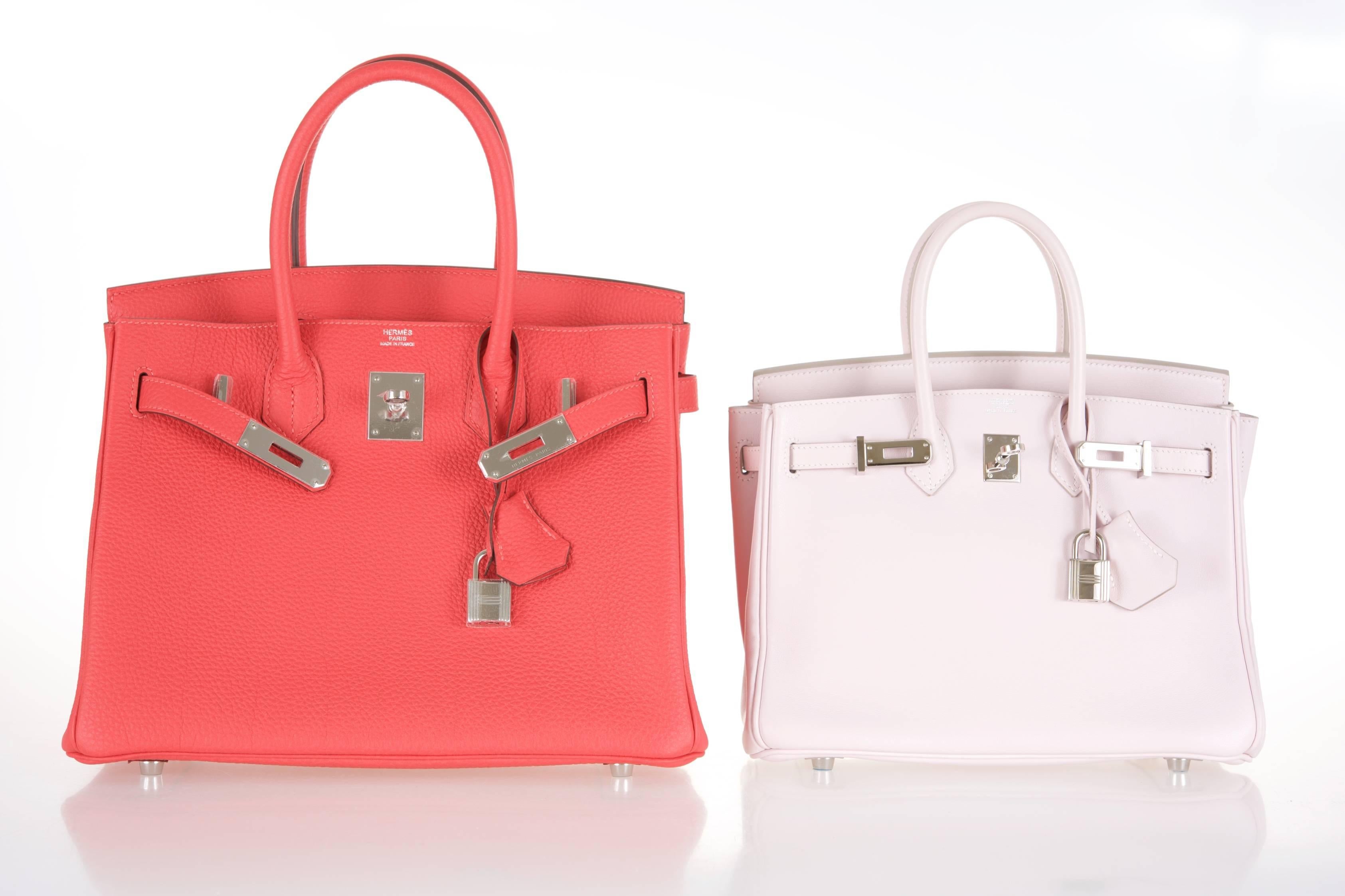 Hermes 30cm 
New 
12" Width x 8" Height x 6” Depth

New colour from Hermes 2014 Autumn Winter collection, Rouge Pivoine, refers to “Peony” in French.

Hermes introduced its 2014 annual theme called Metamorphose.
The company’s ethos
