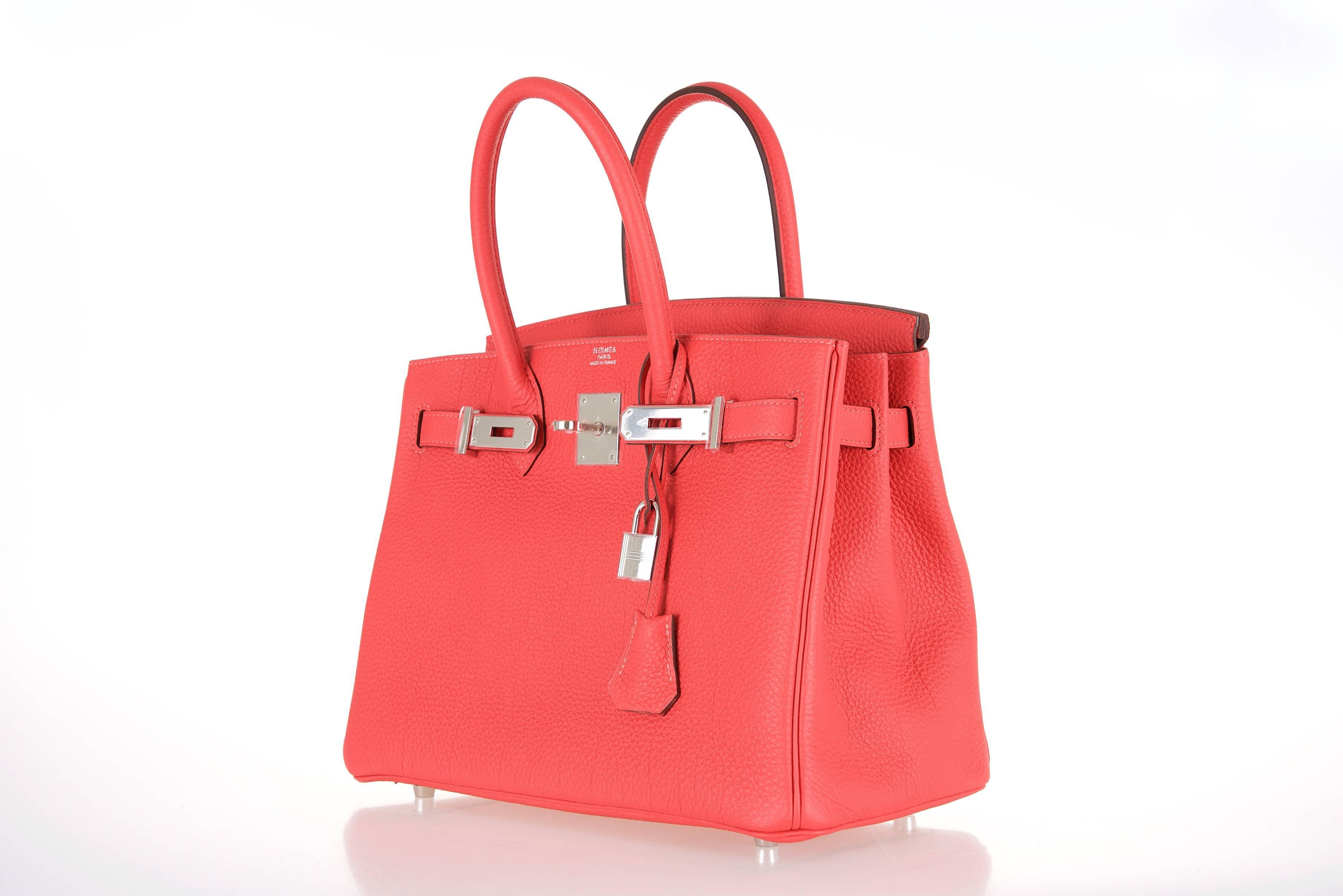 Hermes Birkin Bag 30cm Rouge Pivoine with Palladium Hardware JaneFinds In New Condition For Sale In NYC Tri-State/Miami, NY