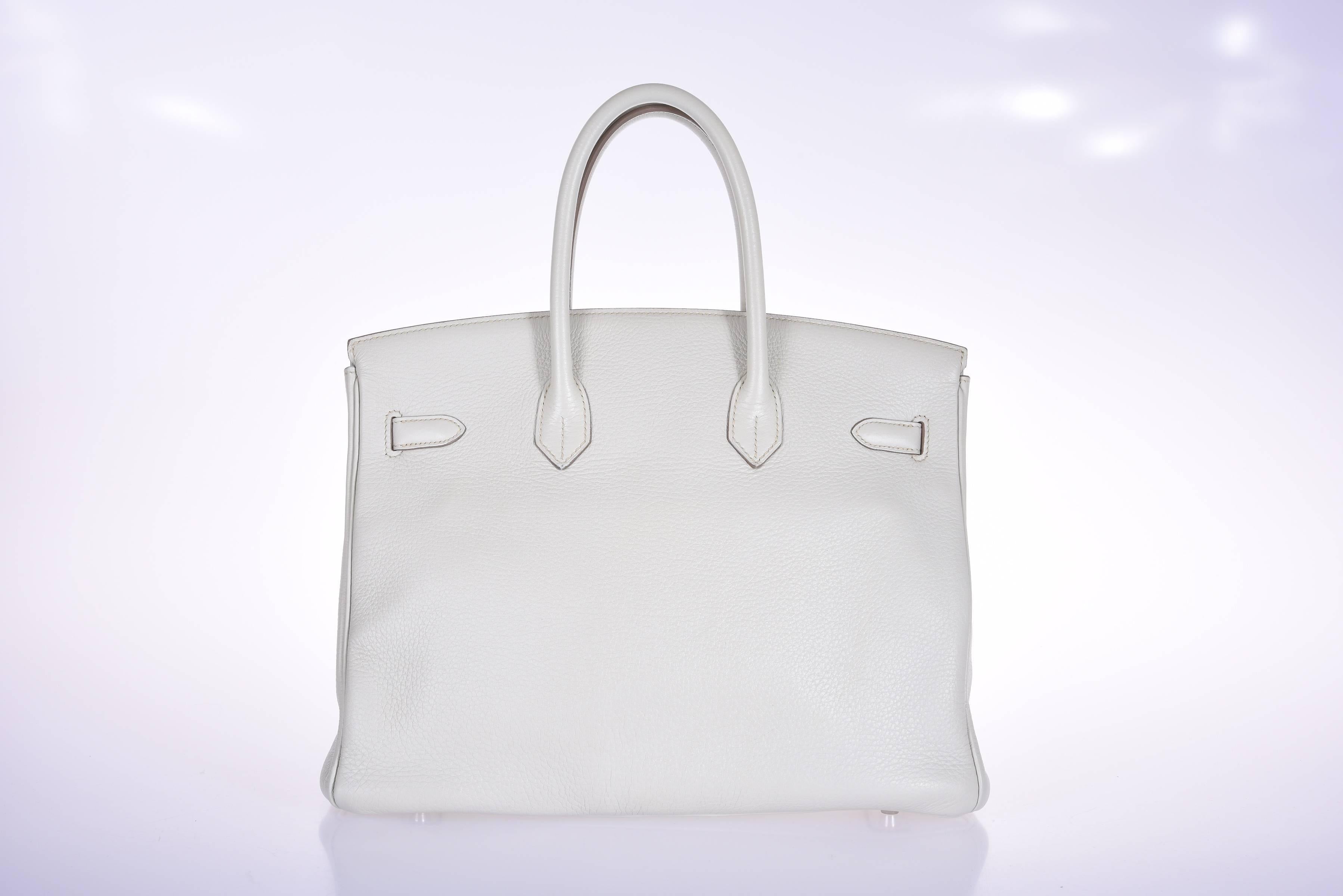 Hermes Club Birkin 35cm Bag Gris Perle Mykonos White Clemence Lizard JaneFinds 3