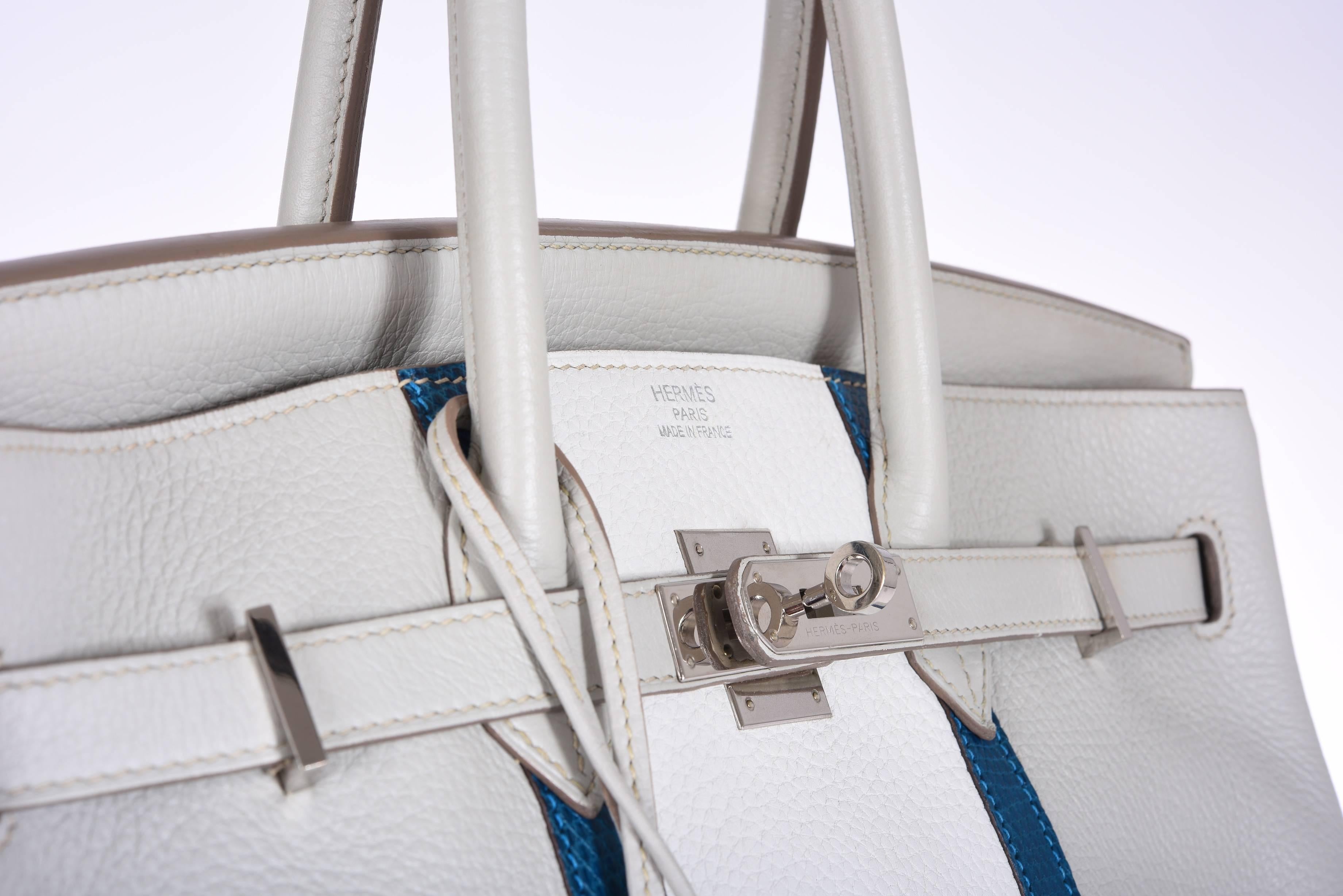 Hermes Club Birkin 35cm Bag Gris Perle Mykonos White Clemence Lizard JaneFinds 6