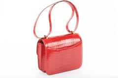 Hermes Red Constance 24CM MM Crocodile Sanguine Nilo Crocodile Gold Hardware