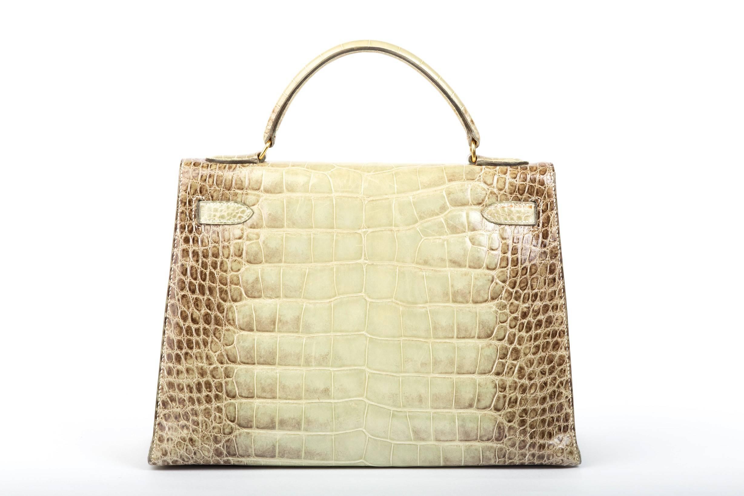 Hermes 32cm Kelly Natura Vert Celadon Alligator the Hima before the Blanc 1