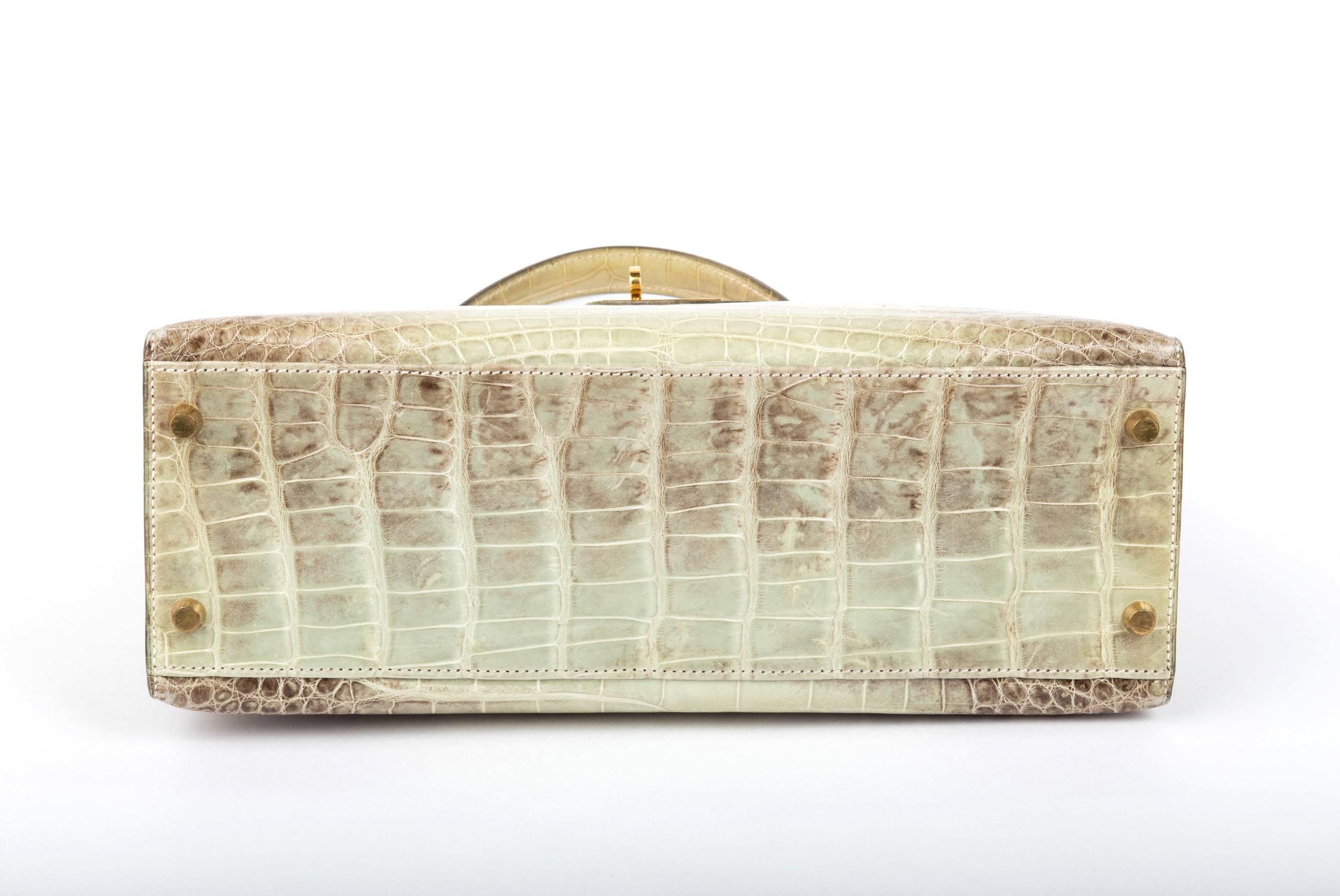 Hermes 32cm Kelly Natura Vert Celadon Alligator the Hima before the Blanc 4