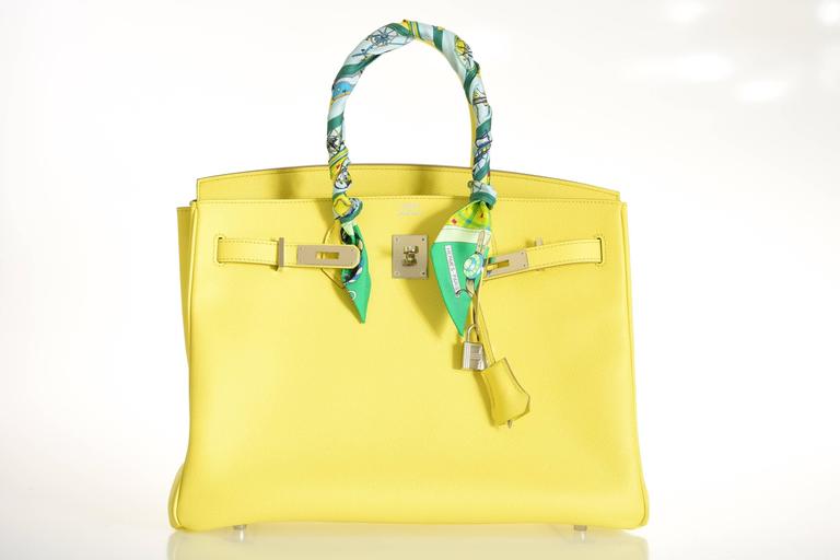 Hermes 35cm Birkin Bag Super Rare Soufre Epsom PHW JaneFinds at 1stDibs