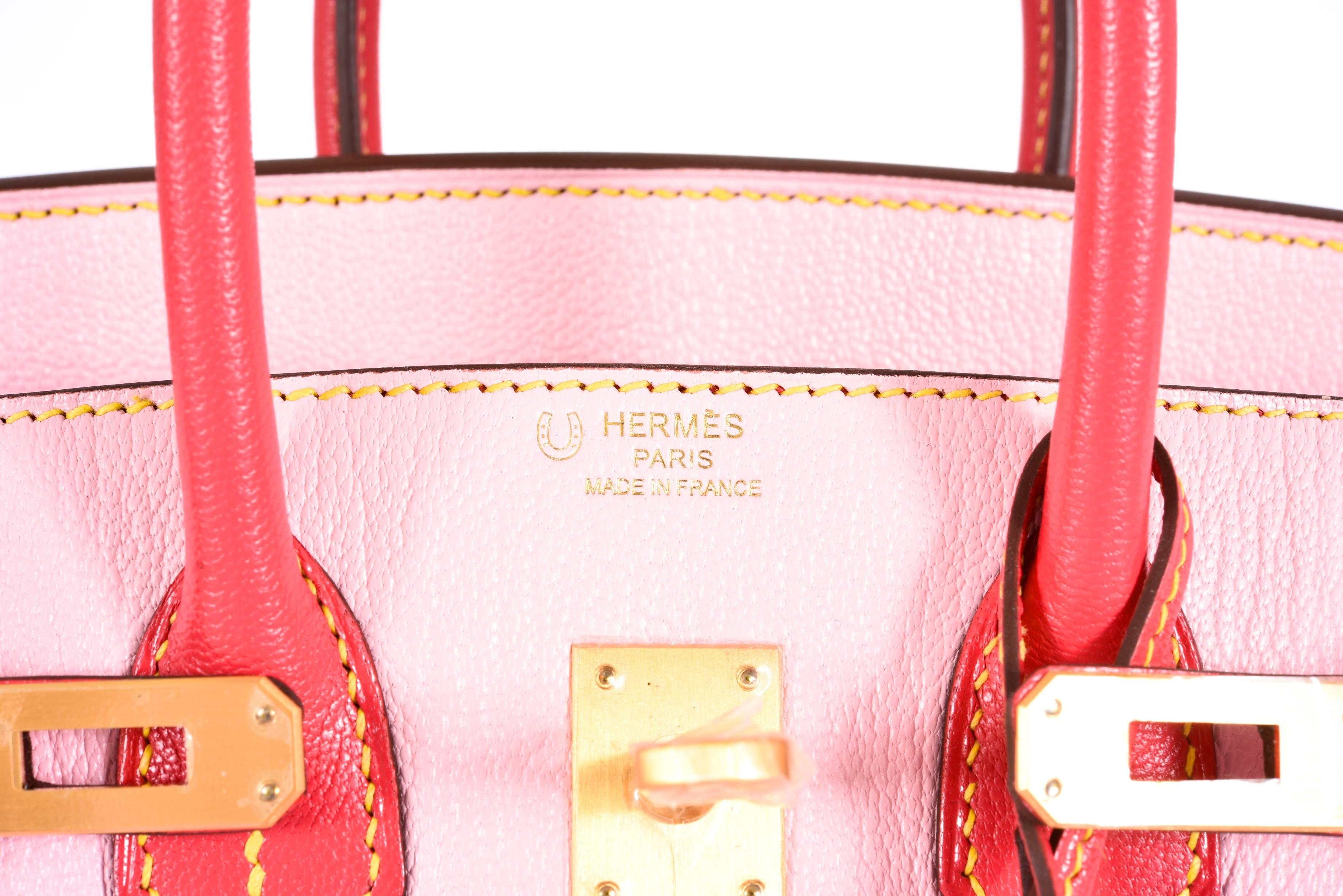 Pink Hermes 25cm Birkin HSS Special Order Rose Sakura Bougenville Canali stitch