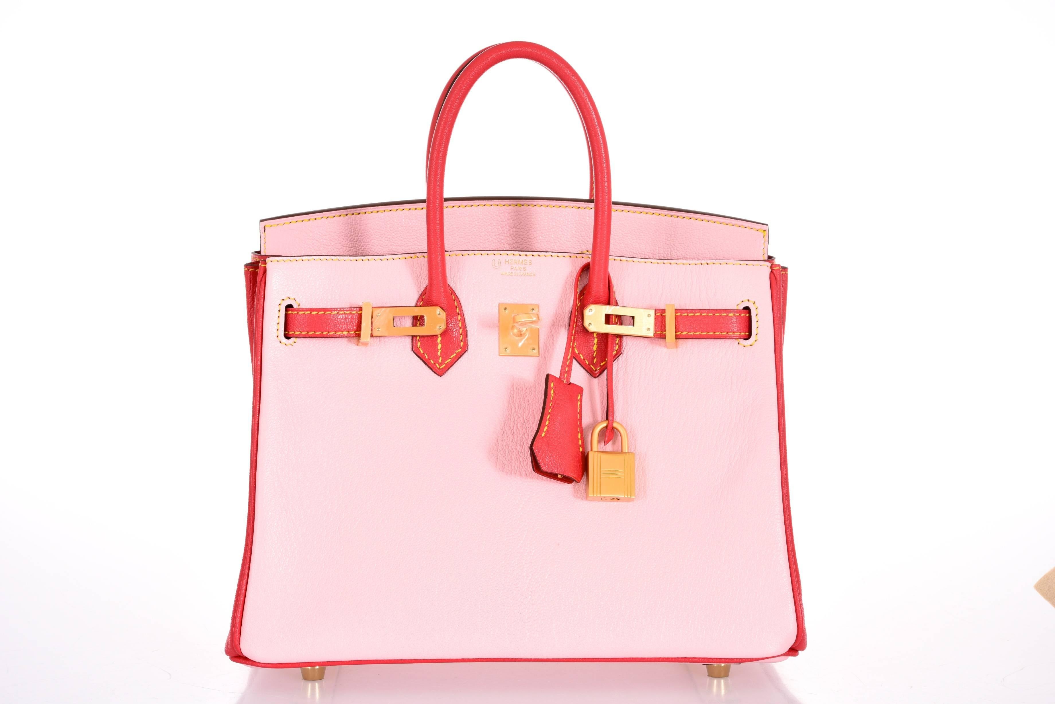 Hermes 25cm Birkin HSS Special Order Rose Sakura Bougenville Canali stitch 1