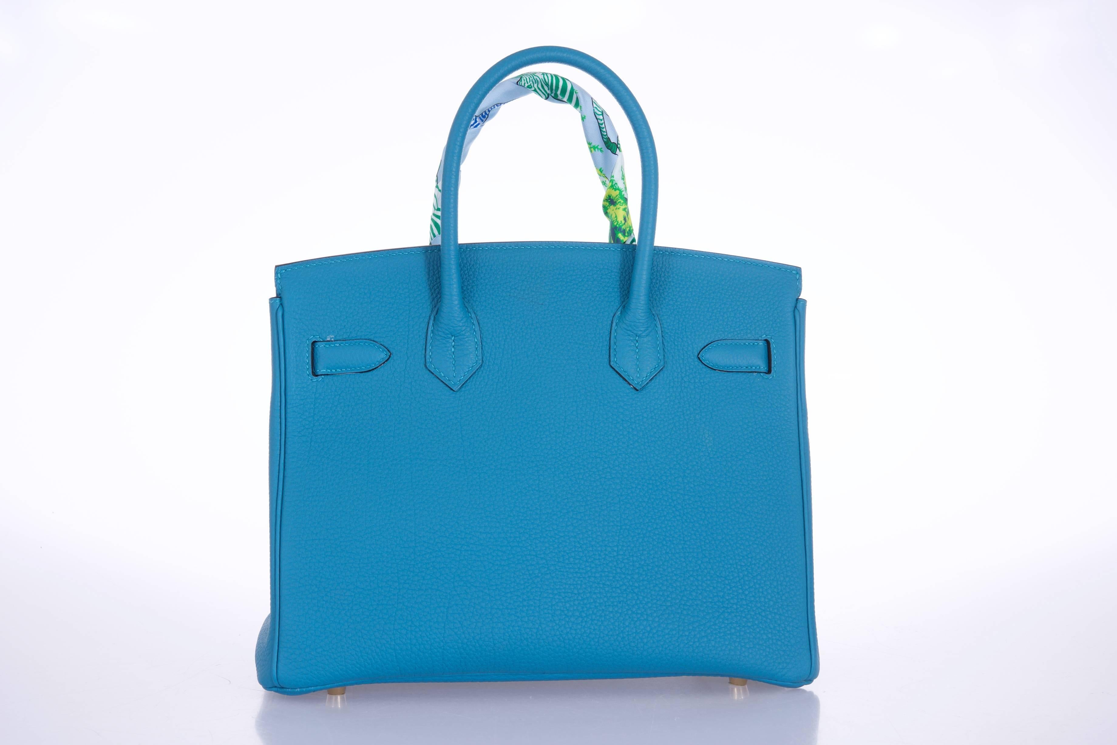 Hermes Birkin Bag 30cm Turquoise Togo with Gold hardware JaneFinds In New Condition In NYC Tri-State/Miami, NY