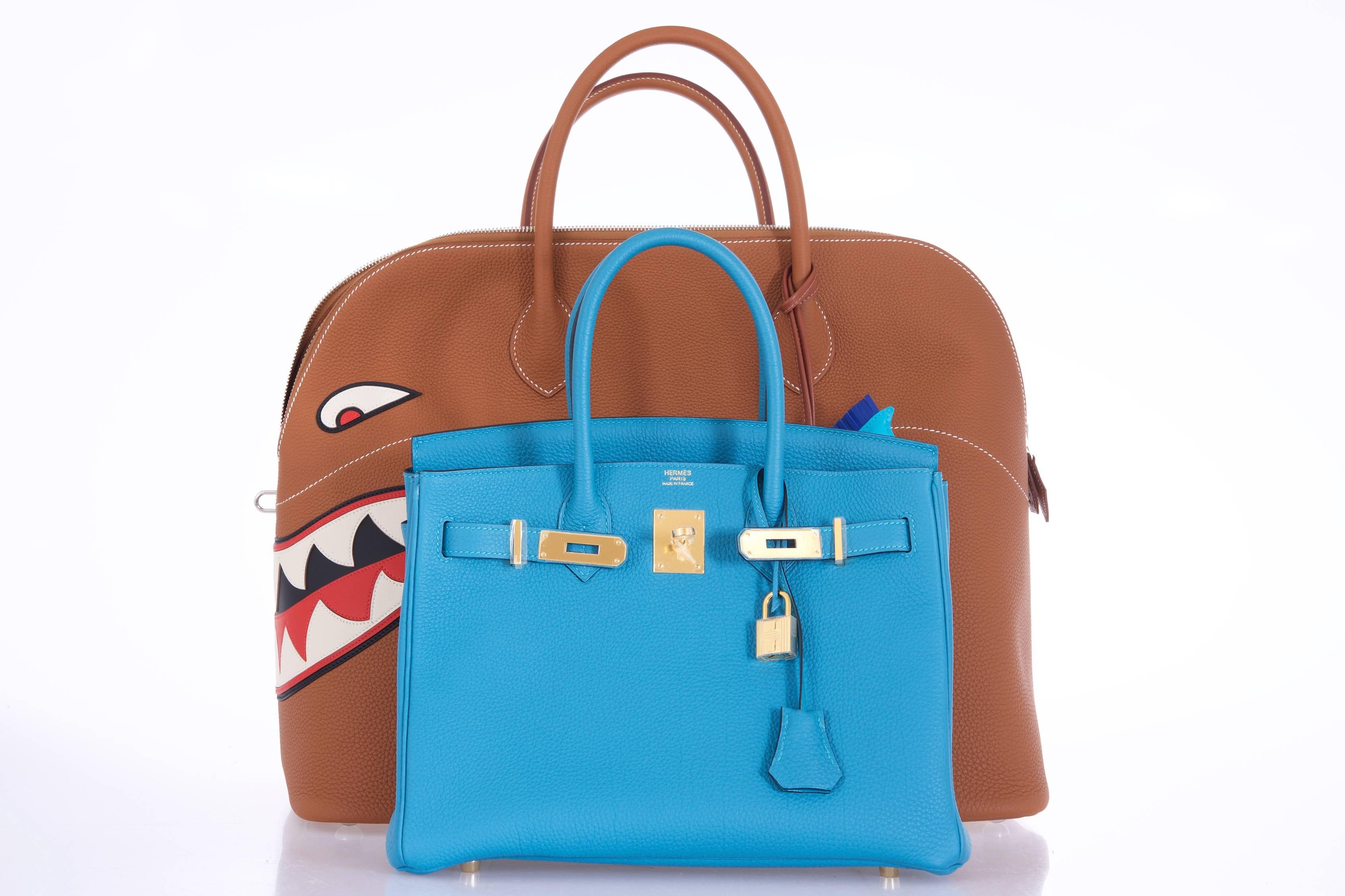 Hermes Birkin Bag 30cm Turquoise Togo with Gold hardware JaneFinds 5