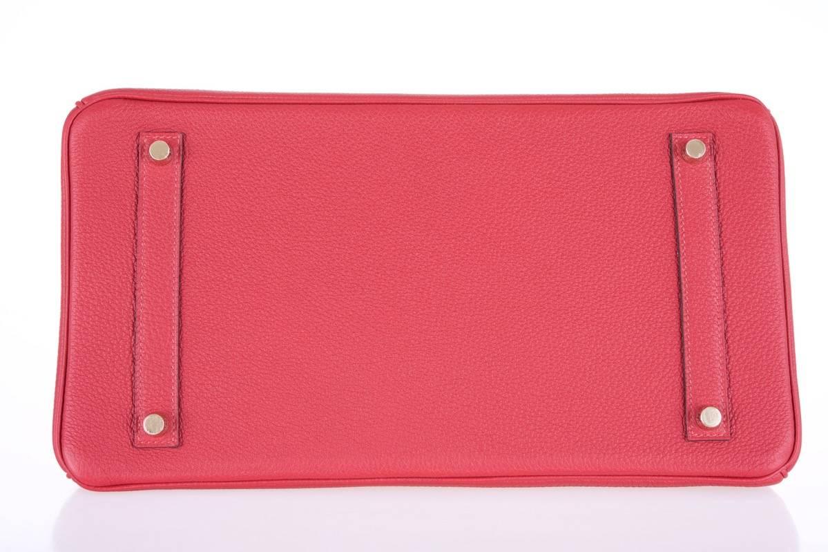 Women's or Men's Hermes 35cm Birkin Bag Red Rouge Grenat Togo Leather GHW INCREDIBLE COLOR For Sale
