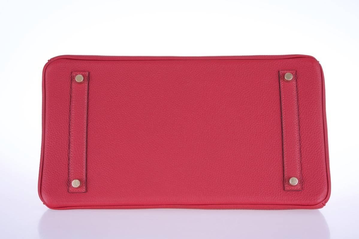 Hermes 35cm Birkin Bag Red Rouge Grenat Togo Leather GHW INCREDIBLE COLOR For Sale 3