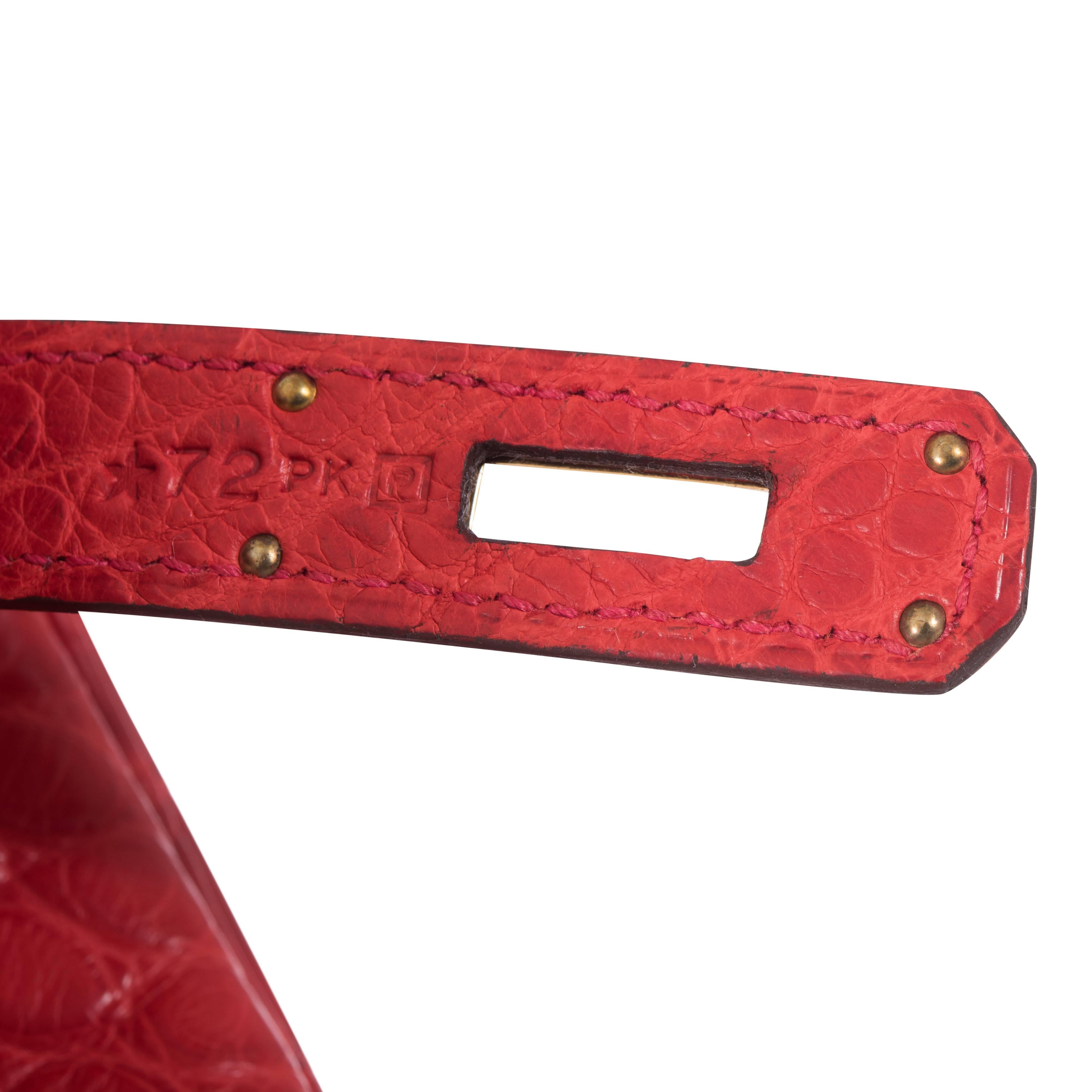 Hermes 35cm Birkin Bag Geranium Red Matte Alligator With Insane Gold Hardware For Sale 2