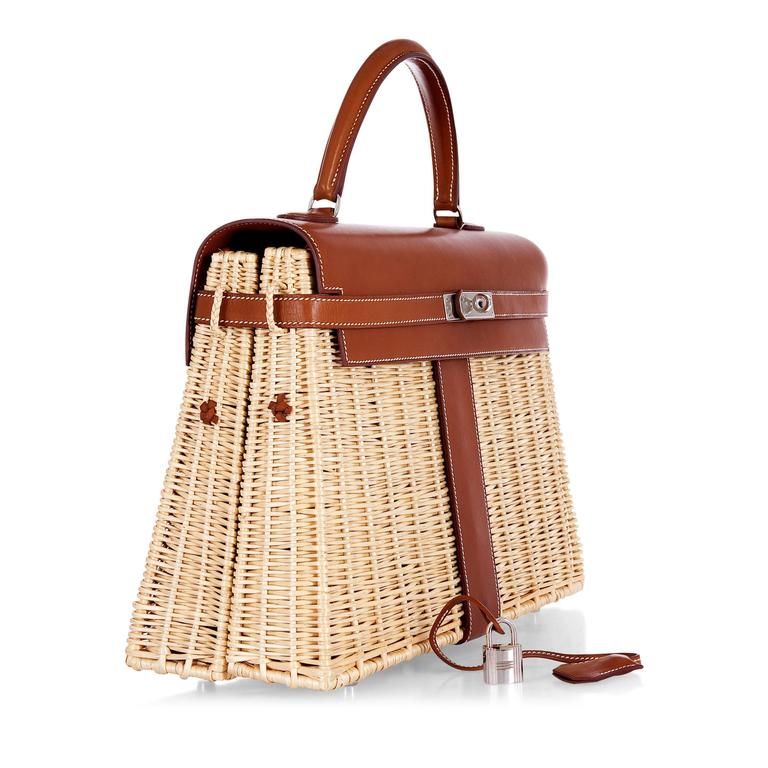 Hermes 35cm Picnic Kelly Wicker Rare * Limited! For Sale at 1stDibs