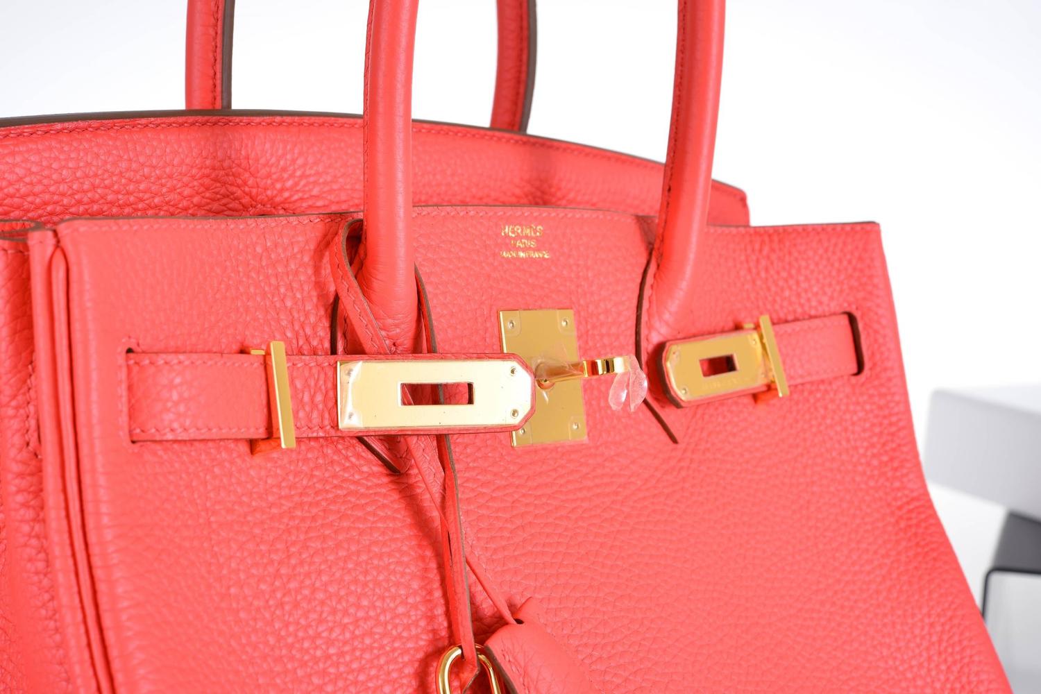 HERMES BIRKIN BAG GERANIUM 35 CM MATTE POROSUS CROCODILE GOLD ...