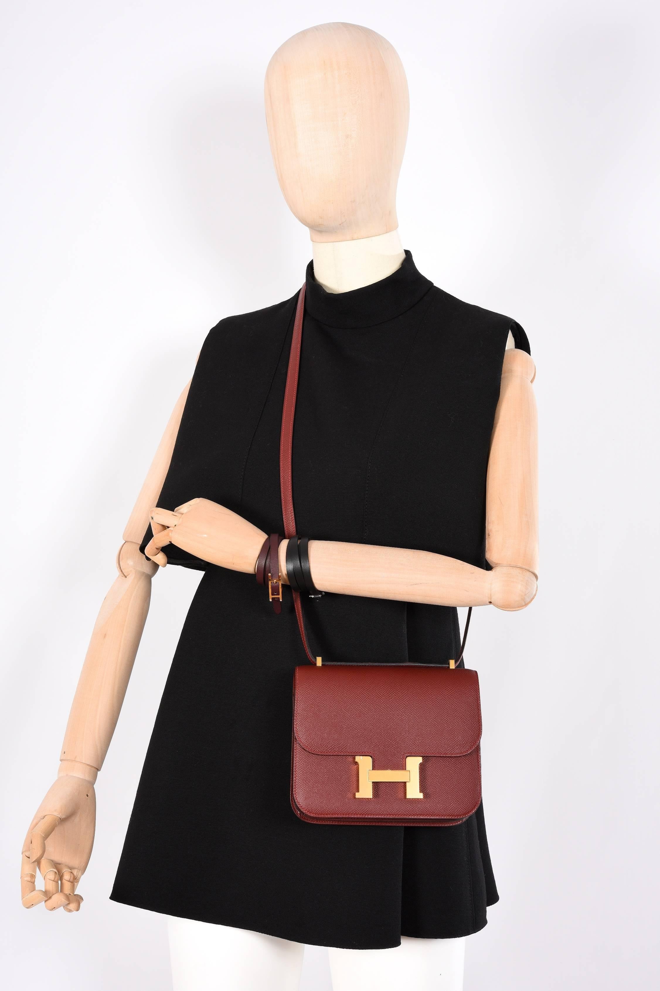 Brown HERMES CONSTANCE 18CM ROUGE H WITH GOLD HARDWARE AMAZING COLOR! JaneFinds For Sale