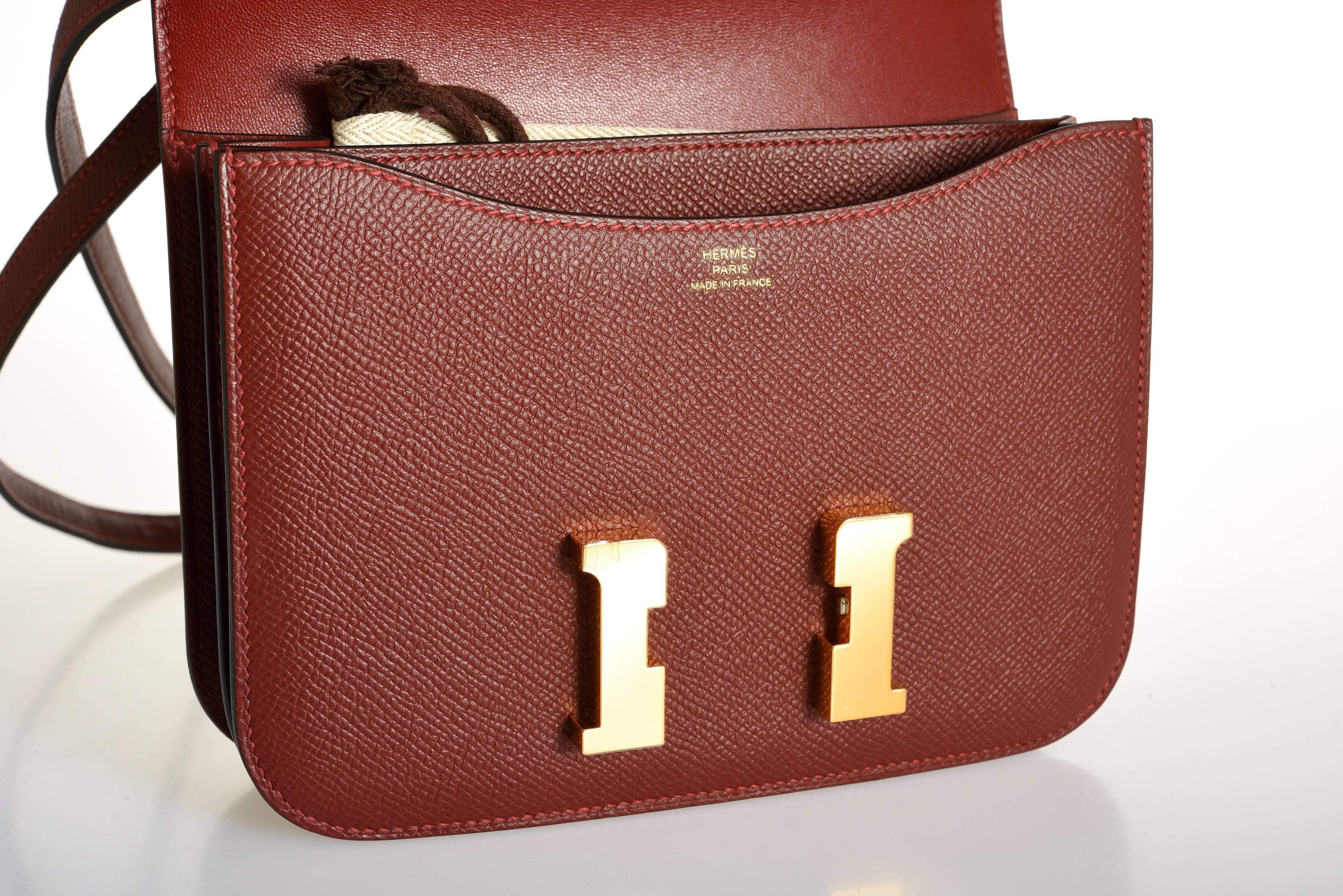 HERMES CONSTANCE 18CM ROUGE H WITH GOLD HARDWARE AMAZING COLOR! JaneFinds For Sale 1