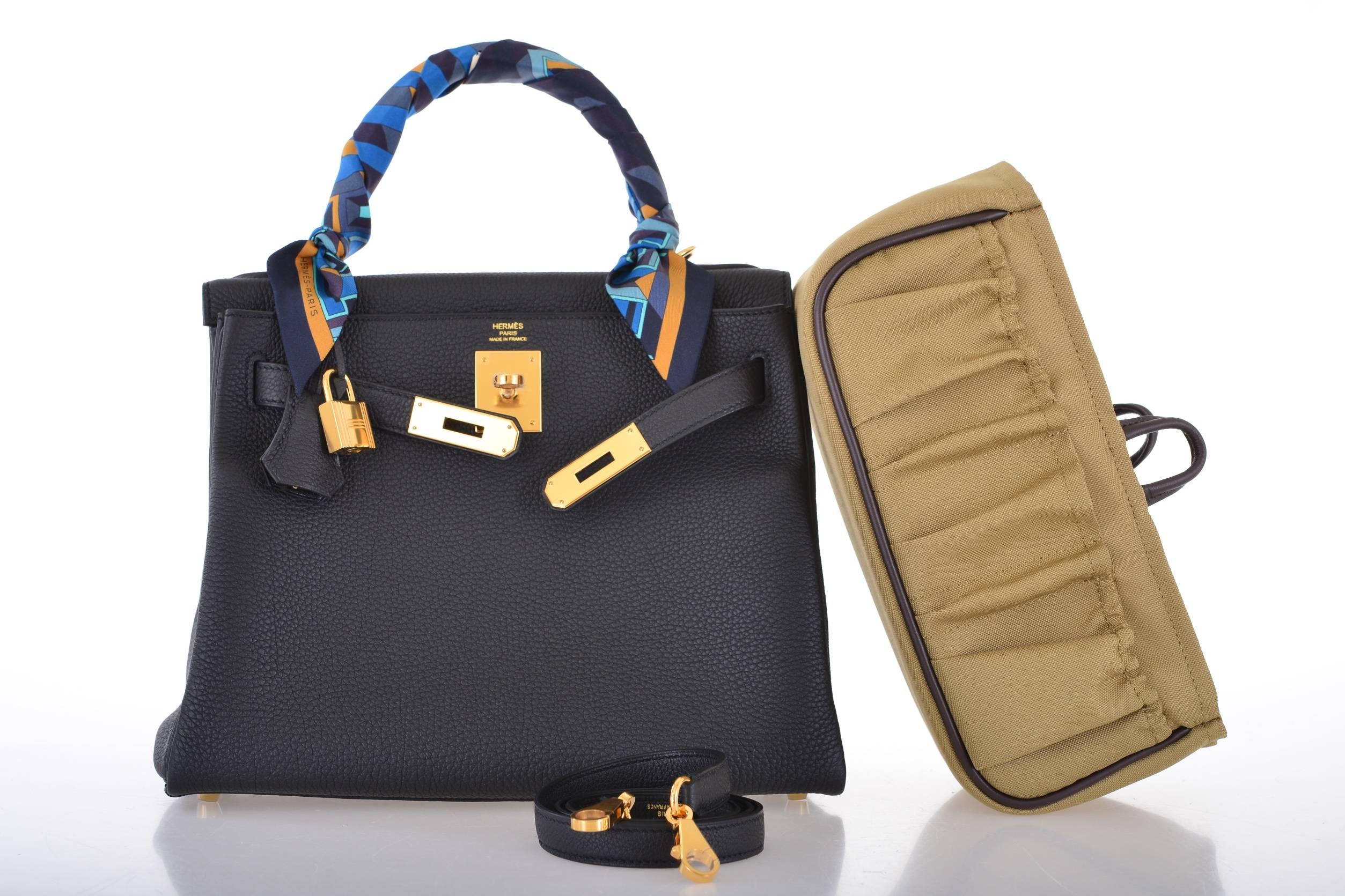 HERMES KELLY BAG 28CM BLACK TOGO GOLD HARDWARE JaneFinds 4