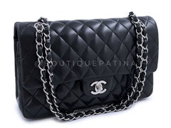 Chanel 2006 Vintage Black Lambskin Medium Classic Double Flap Bag SHW 64723