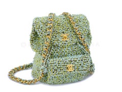 Chanel 1994 Vintage Green Tweed Duma Backpack Bag 66337
