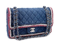 Chanel 2018 Framed Denim Medium Classic Flap Bag SHW 67966