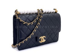 19S Chanel Chic Pearls Quilted Flap Bag Black GHW 67115