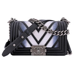 Rare Chanel Black 2016 Airlines Chevron Lizard Boy Classic Flap Bag 67244