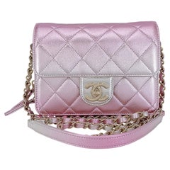 Chanel 22C Metallic Mermaid Ombre Pink Mini Wallet Flap Bag GHW 68268