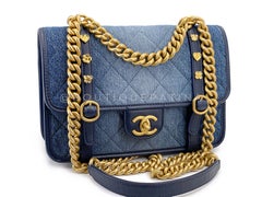 Sac à rabat matelassé Chanel Ombre Denim GHW 68538