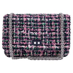 Chanel Pink Green Tweed 2.55 Reissue Wallet on Chain WOC Bag SHW 68562