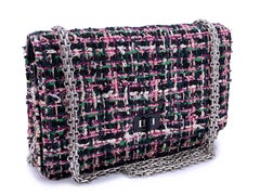 Chanel Pink Green Tweed 2.55 Reissue Wallet on Chain WOC Bag SHW 68562