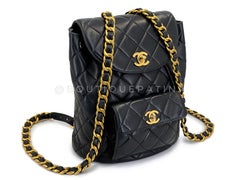 Chanel 1996 Vintage Schwarz Lammfell Duma Rucksack Tasche 24k GHW 68640