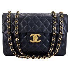 Borsa Chanel vintage del 1994, modello Maxi Classic Flap, nera, 24k, GHW 68741